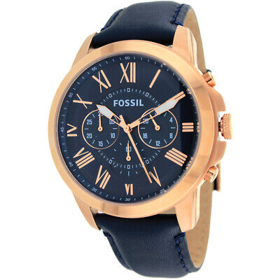 Men's Grant Chronograph Navy Leather Watch - FS4835